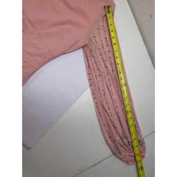 Marina Women's Pink Beaded Long Sleeve Sheath Dress in Size 10 NWT - Picture 8 of 10